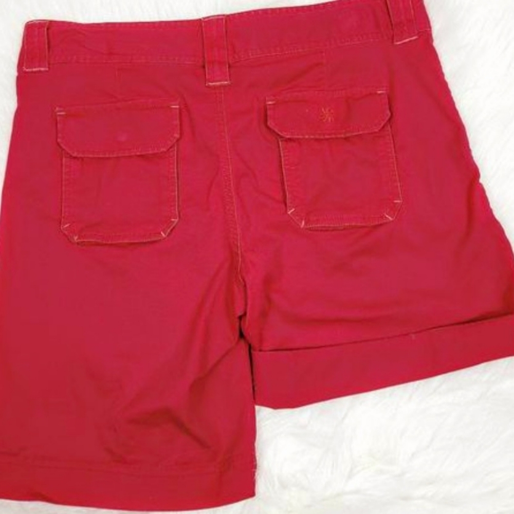 Athleta Coastal Cargo Roll Tab Shorts Red Cotton Blend Size 0 - Picture 8 of 10